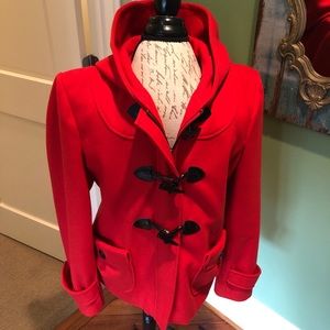 GUESS Red Wool Pea Coat
